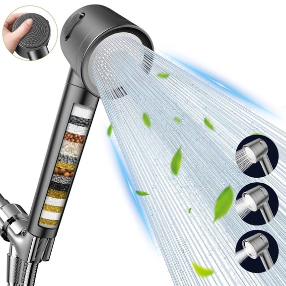 FEELSO Ion Drops Shower Head with Handheld, 3 Spray Showerhead Filtered Hard Water Remover for Dry Itchy Skin, High Pressure Water Saving