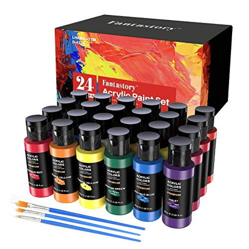 Craft Acrylic Paint, Set of 24 Colors(2 oz/ Bottle), WaterBased, Non