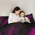 thumbnail image 5 of Feelyou Fuchsia Striped Geometric Bedding Comforter Set, Futuristic Abstract Twin Comforter Sets, Teen Child Kid Adult Reversible Bedding Set, Super Cozy Room Decor, 2 Pieces, 5 of 8