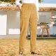 thumbnail image 2 of Pantalones informales de mujer con cintura elástica y rayas - Diseño con bolsillos, corte recto, mezcla de poliéster y spandex (tallas S-XXL), 2 of 8