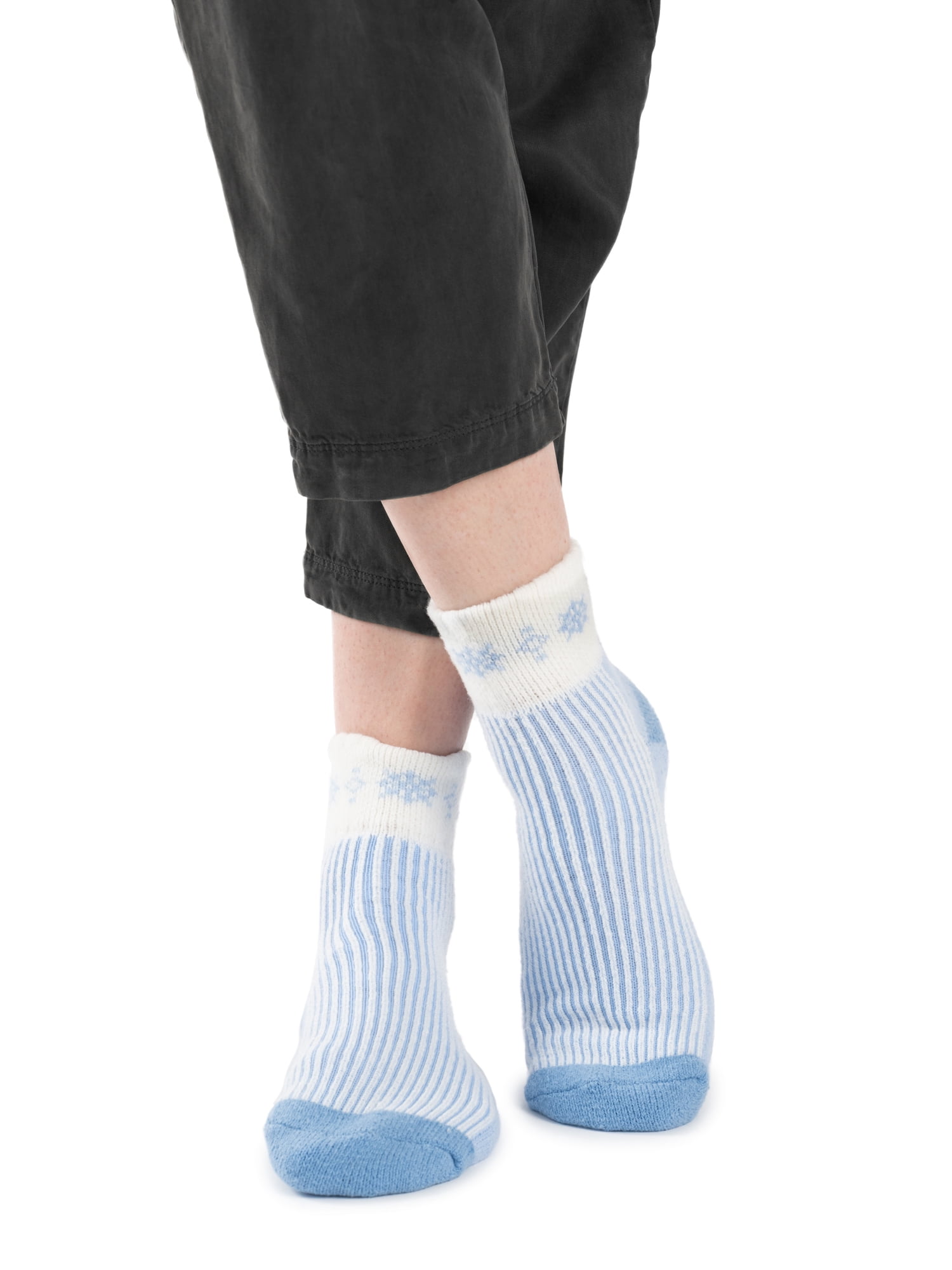 MUK LUKS Women's Shortie Lounge Crew Sock, 2-Pack, OSFM