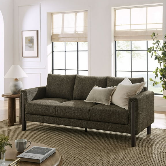 Hawken Boucle Fabric Sofa in Antique Espresso