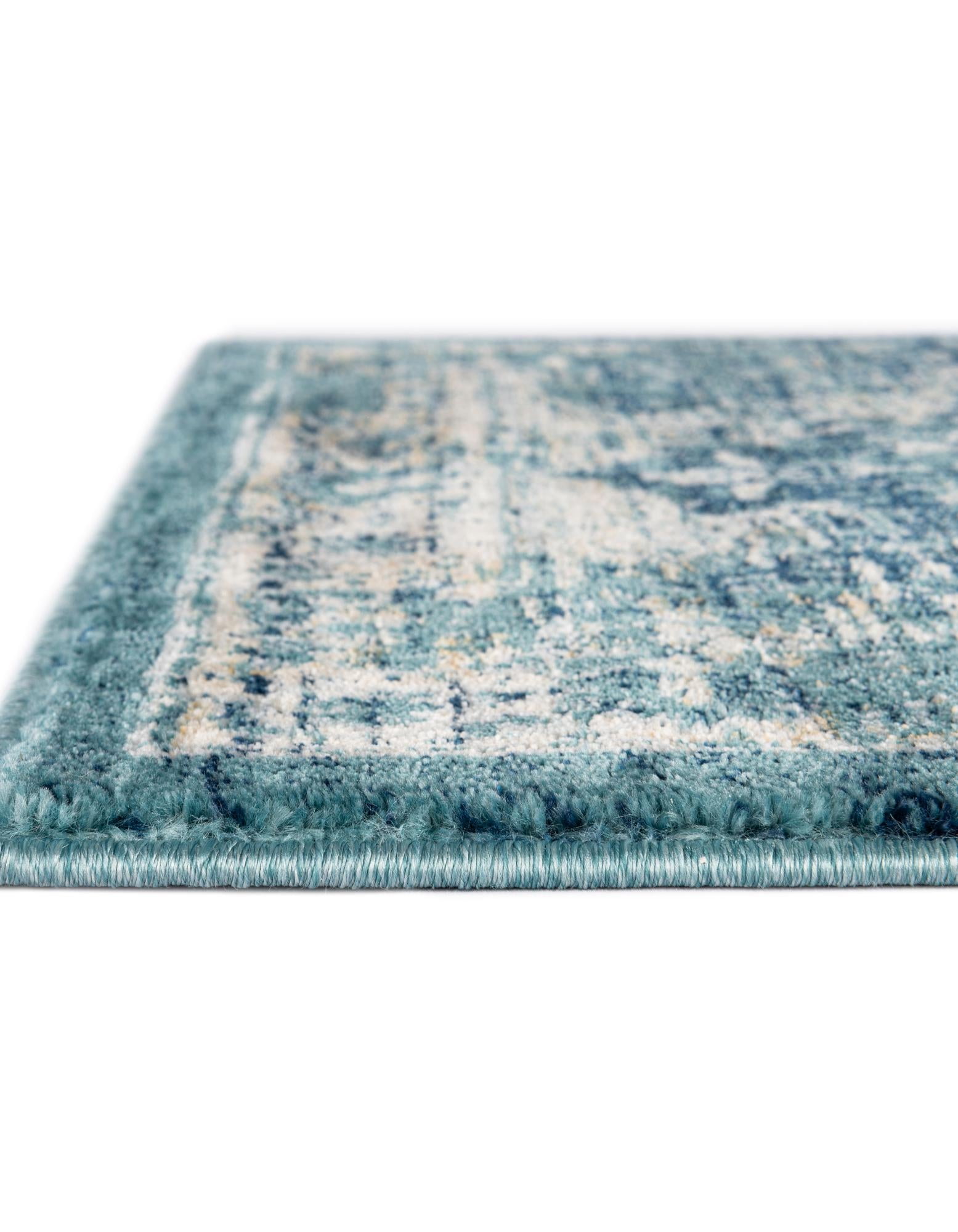 Unique Loom Oslo Collection Area Rug - Norrebro (3' x 13' 1" Runner Navy Blue/Light Blue)