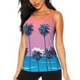 thumbnail image 2 of Picia Beach with Palm Trees Pattern Women's Workout Tank Top,Breathable Activewear,Slim Fit Athletic Top,Versatile Workout Moisture-wicking top-X-Large, 2 of 9