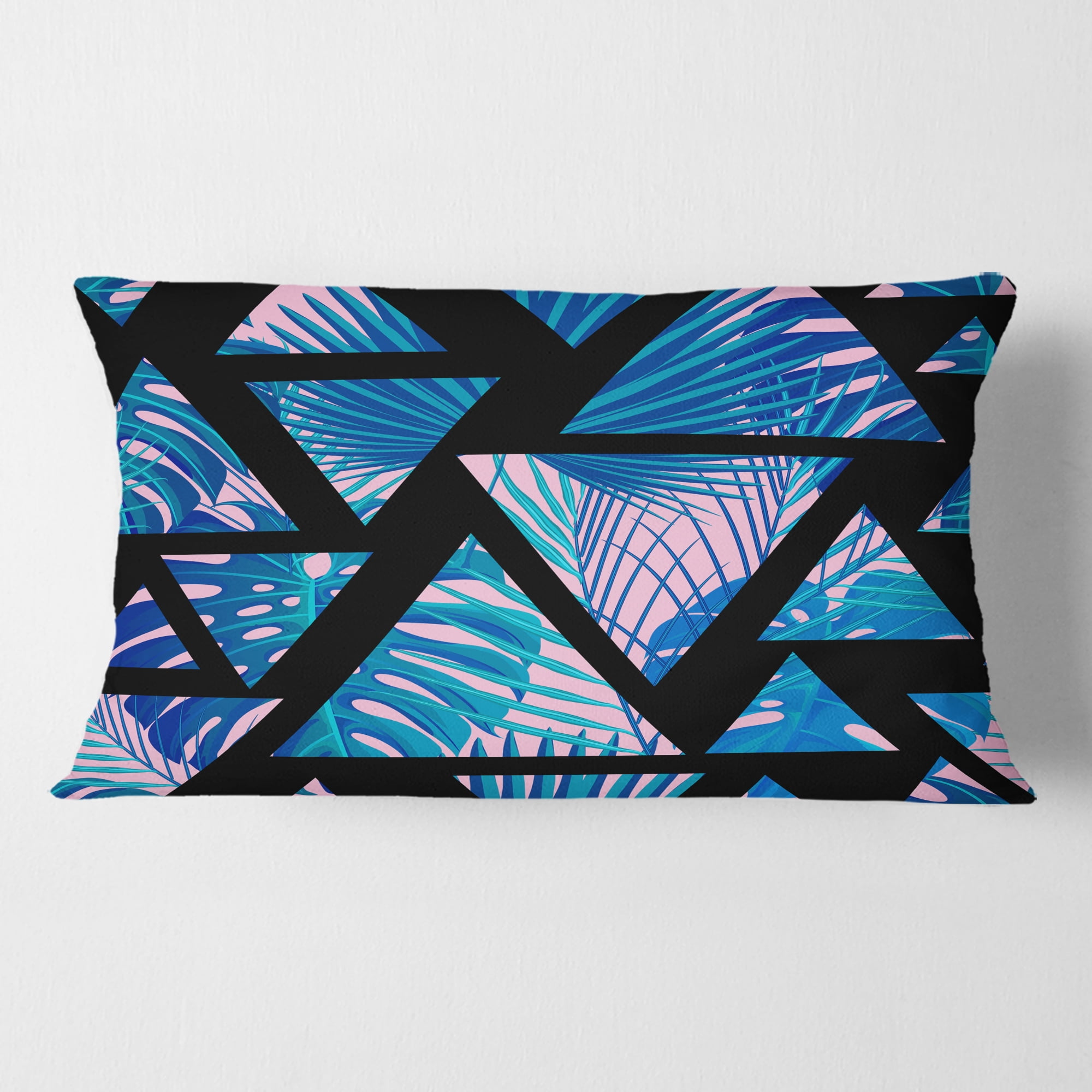 Designart Retro Floral Pattern XIV' Mid-Century Modern Throw Pillow - 12x20