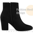 thumbnail image 4 of Unique Bargains Bottines à Talons Hauts Épais à Bout Rond pour Femmes Noires (Taille 7), 4 of 6