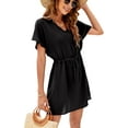 thumbnail image 2 of FIUFY Women's Cover up Short Sleeve Beachwear Coverups Loose V-Neck Bikini Beach Dress, 2 of 5