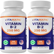 2 Pack Vitamatic Vitamin B2 (Riboflavin) 250 mg - 200 Capsules, Support Cellular Energy & Red Blood Cell Production