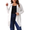 thumbnail image 1 of Cárdigan Plus Size GRACE & GRANDEUR para Mujeres, de Manga Larga, Abierto por Frente, Ligero, con Dobladillo Alto-Bajo, Cubiertas Drapadas 1X Blanco, 1 of 1