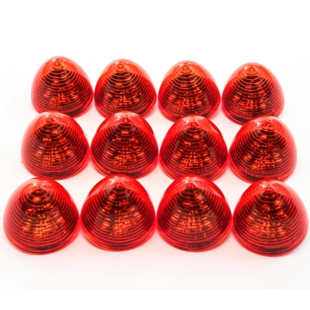 Red Hound Auto 12 Red LED 2 inches Marker Beehive Cone Lights Trailer Auto Bright Lighting