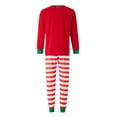 thumbnail image 4 of Gureui Matching Family Christmas Pajamas, Casual Santa Print Long-Sleeved Crew Neck Tops with Elastic Waist Stripe Trousers/One-Piece Baby Jumpsuit/Dog Clothes for Parent-child Holiday Party Wear, 4 of 8