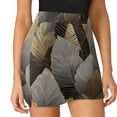 thumbnail image 3 of Metallic Leaves Elegant Design Art Women's Shorts Non-Slip Single Pocket A-line Trouser Skirt Summer Shorts Casual Shorts for Women, 3 of 7