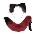 thumbnail image 3 of Conjunto de orejas y cola de gato para niños y adultos, accesorios para el cabello, disfraz de gato para cosplay. Rojo, 3 of 9