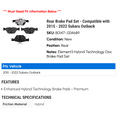 thumbnail image 2 of Rear Brake Pad Set - Compatible with 2015 - 2022 Subaru Outback 2016 2017 2018 2019 2020 2021, 2 of 2