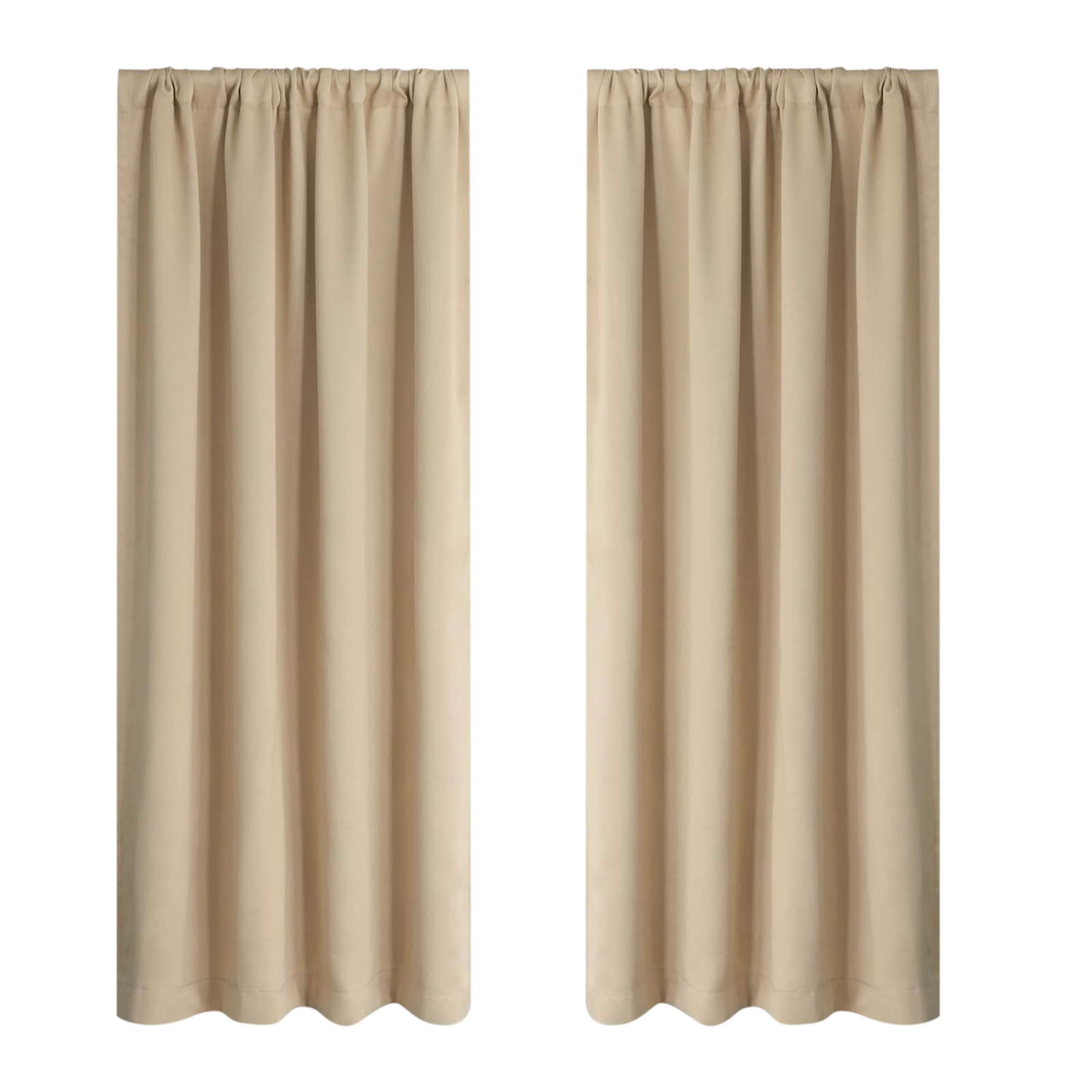 Beige Blackout Curtains 84 inch Length Panels, Rod Pocket Room Darkening Drapes for Bedroom Living Room, Insulated Thermal Light Blocking Window Curtain (W52 x L84 Inch)