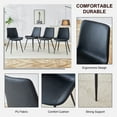 thumbnail image 5 of Set of 6 Black Artificial Leather Dining Chairs with Curved Widened Cushion & Black Metal Legs, 5 of 10