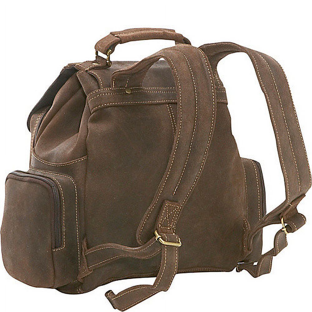 Le Donne Leather DS-01-Choc Distressed Leather Multi Pocket Backpack&#44; Chocolate - image 4 of 7