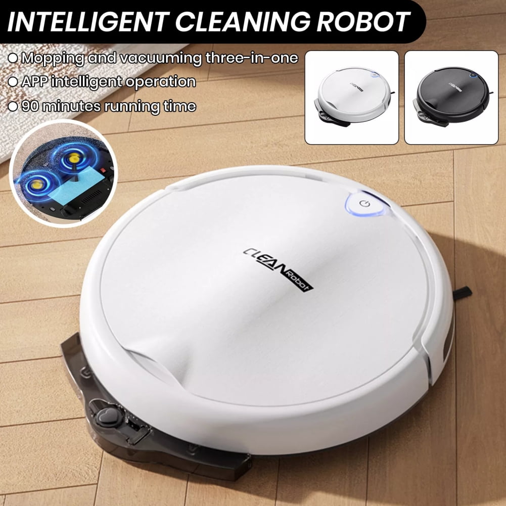 Juuar 3 in 1 Robotic Vacuum Cleaner and Mop, Smart Household Robot Vacuum Rechargeable Fully Automatic Robot Sweeper for Pet Hair, White