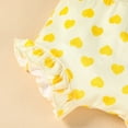 thumbnail image 6 of CUZIBR Baby Girl Toddle Romper Outfits Leopard Graphic Short Sleeve Round Neck Jumpsuit Stylish Elastic Waist Cute Bow Ruffled Shorts Headbands 3 Piece Clothes Sets,Yellow,3-6 Months, 6 of 6