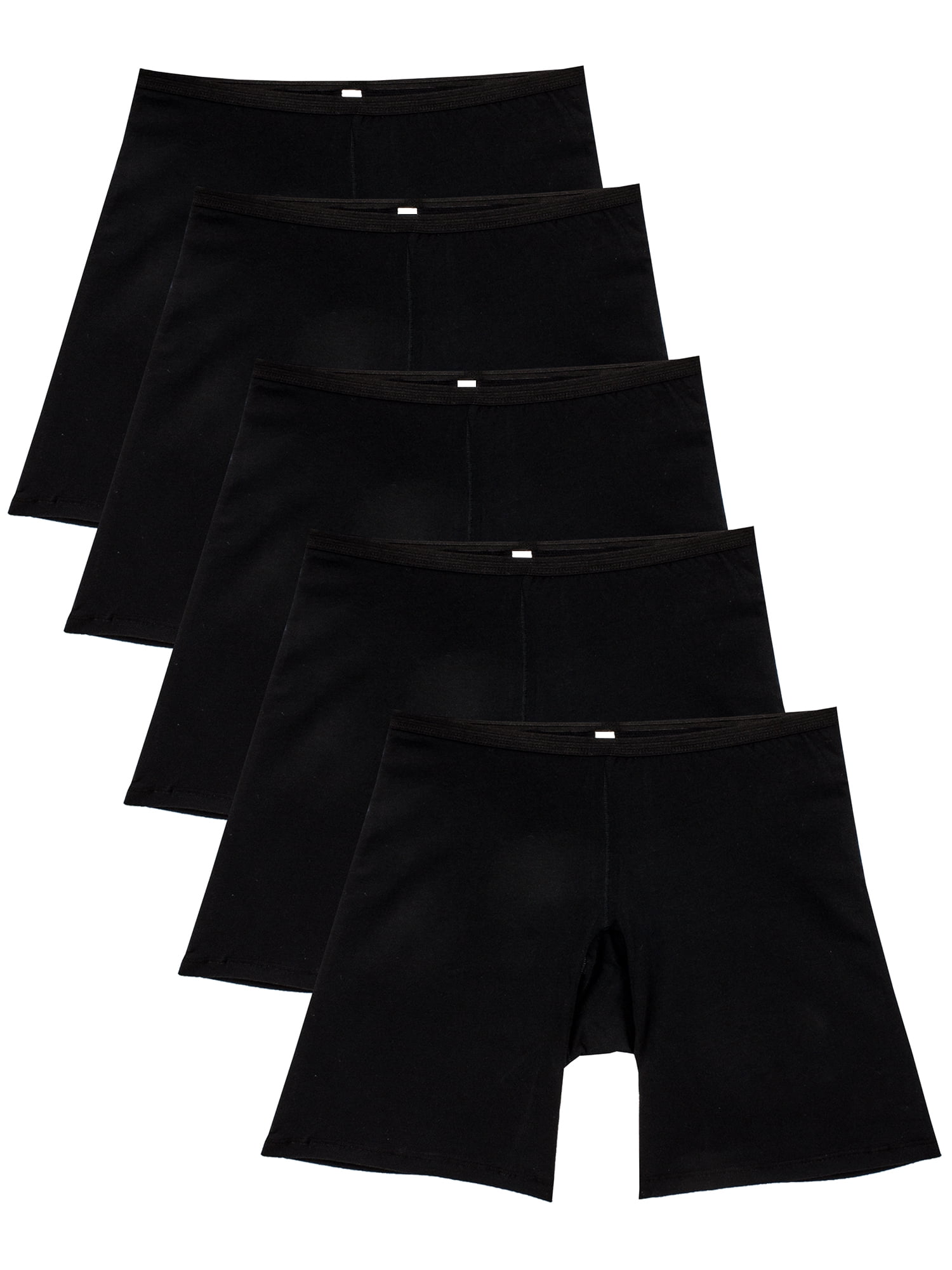 B2BODY - Womens Panties S-Plus Sizes Stretch Cotton Long Leg 6.5" Boyshort Briefs (5PK