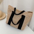 thumbnail image 2 of Bolso Colcomx tejido grande con Asa de mimbre para playa negro, 2 of 6