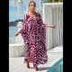 thumbnail image 4 of Vestido Caftán con Estampado Animal para Mujer, Talla Grande, para Playa, Verano 2025 y Rojo Talla Única, 4 of 10
