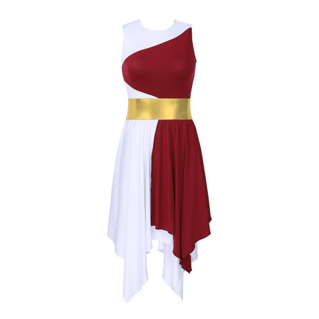 Jizyo Robe de Danse Sans Manches à Col Rond Ourlet Irrégulier Lycée Bourgogne TTG