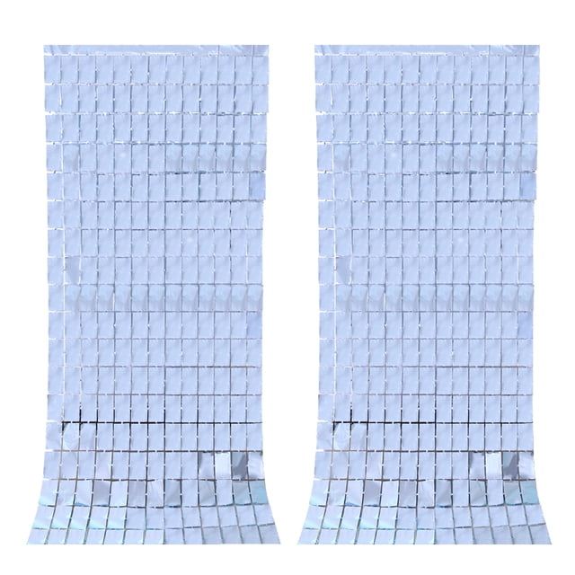2 Pcs Rideau de Fond à Franges en Feuille Carrée Rideau de Fond en Guirlande pour Anniversaire, Mariage, Décoration de Fête