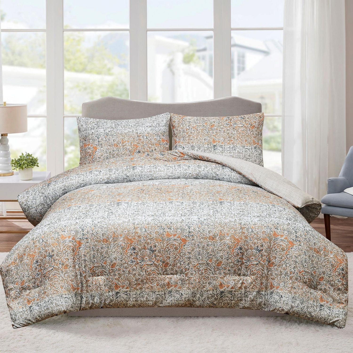 Safdie & Co. Printed Reversible Comforter Set 2PC -Madero Twin