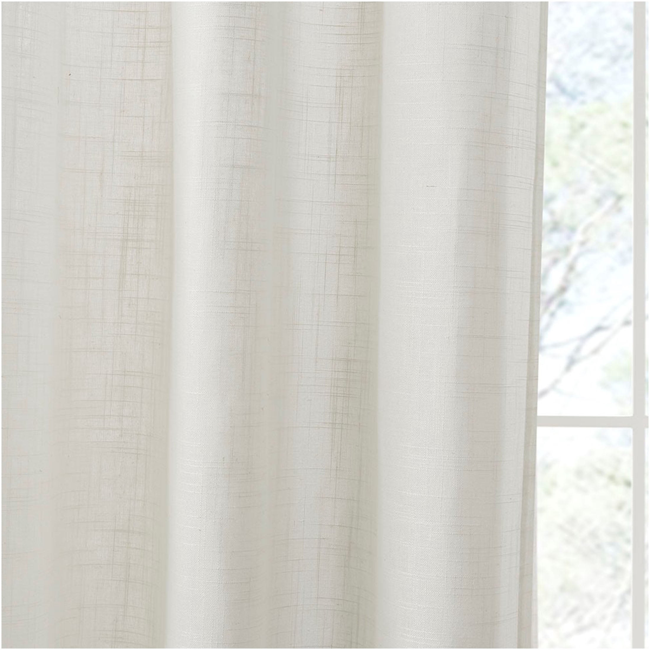 JERFIT White Linen Look Curtains 52x84 Inch Set of 2 Panels, Light Filtering Rod Pocket Drapes for Living Room Bedroom, Soft Textured Polyester Linen Blend, OEKO-TEX Certified