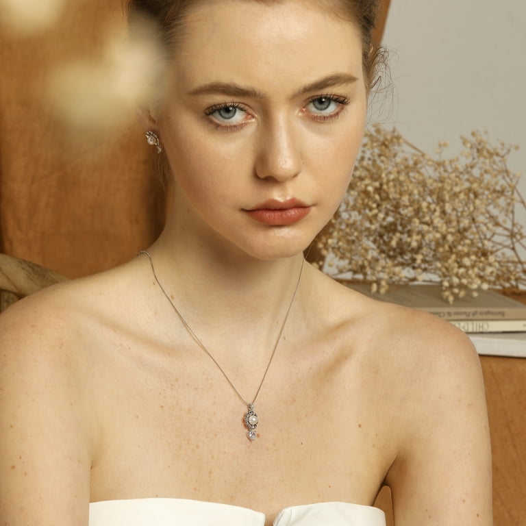 Fasjewly Flower Natural Pearl Jewelry Set,925 Sterling Silver