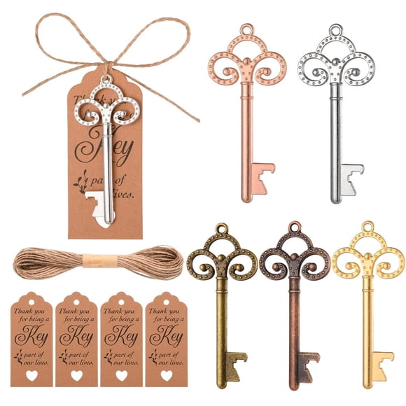 VASA NAMA 100 Abridores de Botellas, Abridor de Cerveza Vintage, Clave Abrebotellas con Etiqueta y Cordel, Llave Abrebotellas Retro para Regalos de Boda, Fiesta, Recuerdos, Decoraciones para Invitados