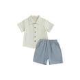 thumbnail image 1 of ZAXARRA Ensemble de Shorts d'Été pour Garçons Col Rabattu Manches Courtes T-Shirts et Shorts Taille Élastique 2 Pcs, 1 of 7