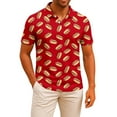 thumbnail image 2 of Mens Polo Shirts Casual Short Sleeve Hot Dog Printed Button Down Collared Tops Comfortable Breathable Slim T Shirts for Man Red S, 2 of 4