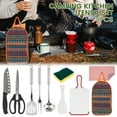 thumbnail image 3 of 9 Piece Camp Kitchen Cooking Utensil Set Travel Organizer Grill Accessories Portable Compact Gear for Backpacking BBQ Camping Hiking Travel Cookware Kit Water Resistant Case, 3 of 9