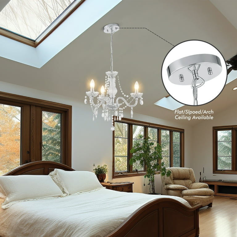 NATYSEAN Crystal Chandelier Modern Luxurious Light Candle Mini Pendant Lamp Ceiling Living Room Lighting for Dining Living Room Bedroom Hallway Entry,Clear