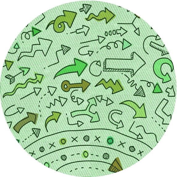 Ahgly Company Indoor Round Patterned Mint Green Area Rugs, 3' Round