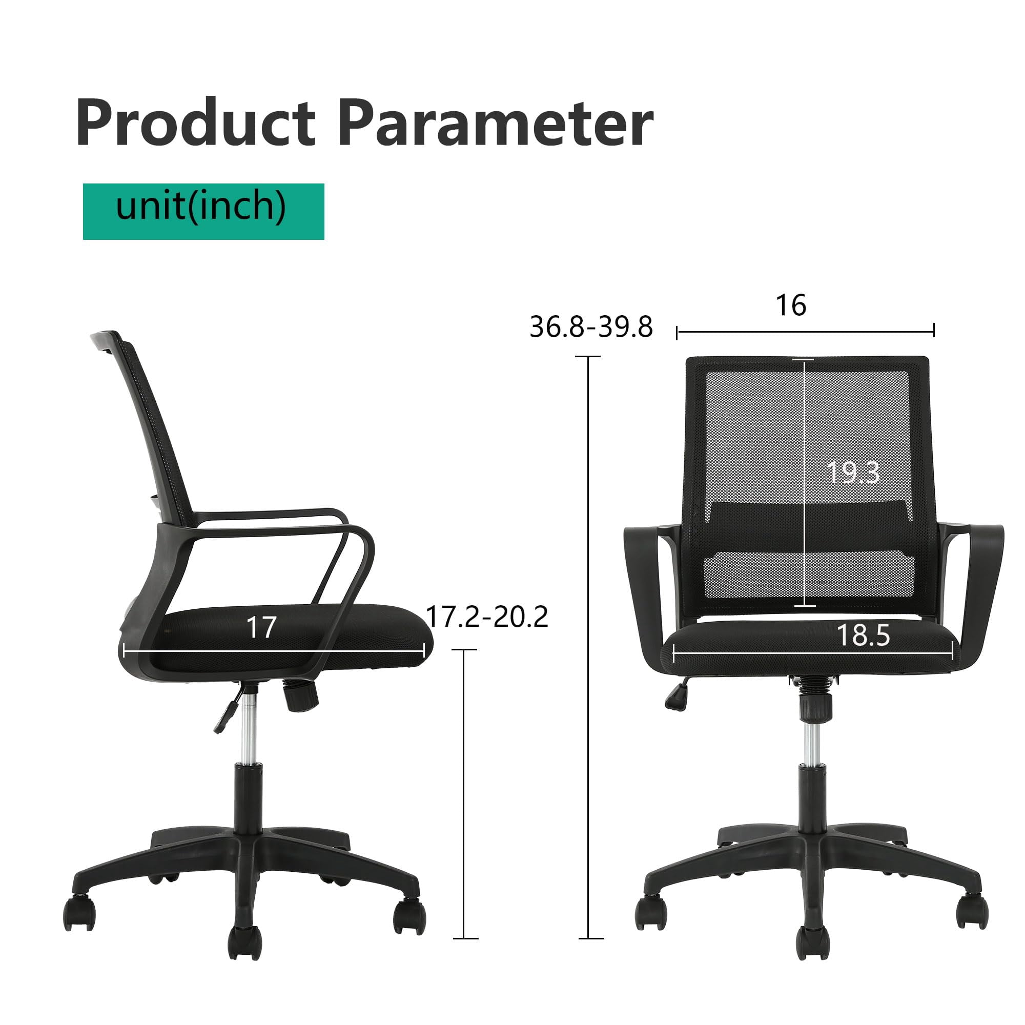 PayLessHere Adult Mesh Indoor Gaming and Office Ergonomic and Lumbar Support Gaming Office Chair, Black