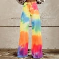 thumbnail image 2 of BiZtdJrK Jeans for Women Loose Fit Wide Leg Denim Trousers Trendy Tie Dye Prints Jean Pants Button High Waisted Jeans with Pockets Dollar Sales Multicolor S, 2 of 6