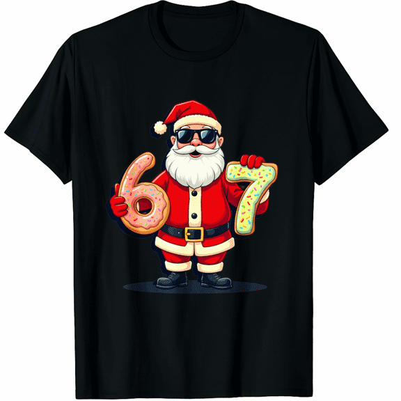 Funny Santa 67 Ice Cream Drip Christmas Xmas T-Shirt (Men's, Women's)
