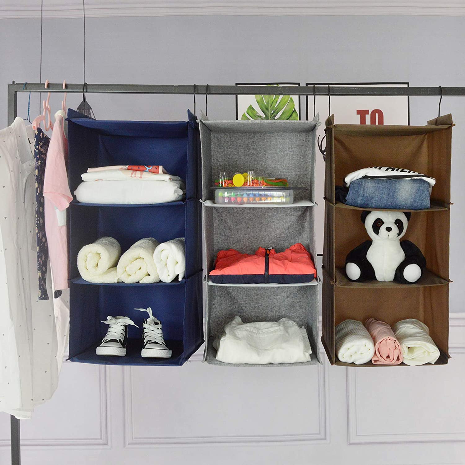 5-Shelf Hanging Storage Closet Organizer, Oxford RV Storage and Organization for Wardrobe, Inside, Camper Accessories, Nursery, Ba, Size: 13.78 x