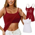 thumbnail image 2 of WTOBBY 2-Pack Wire-Free Women's Camisole with Padded Support, Sexy Oversized Layering Tank Tops, Soft Stretchy Plus Size Sleepwear Essentials,Wine L, 2 of 5