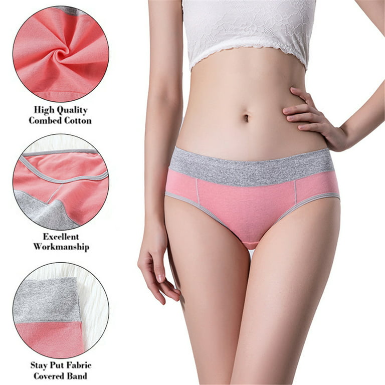 Women's Medium Waisted Cotton Underwear Soft Breathable Panties Stretch  Briefs Regular & Plus Size 5-Pack 