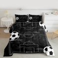 thumbnail image 2 of Homewish Black White Football Full Size Comforter Sets for Kids, Cartoon Soccer Lover Bedding Comforter Set, Sports Theme Reversible Bedding Sets, Breathable Home Decor, 3pcs, 2 of 8