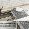 thumbnail image 3 of Bxaolu Dish Drying Mat Silicone Dish Drying Mat with Drainage Spout, Non-Slip Drainage Mat, Easy to Clean, Heat Resistant Silicone Mat for Kitchen Countertop, Sink（15.6" x 12.9" Gray）, 3 of 9