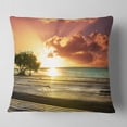 thumbnail image 2 of Designart Boardwalk on Beach under Cloudy Sky - Modern Landscape Printed Throw Pillow - 18x18, 2 of 5