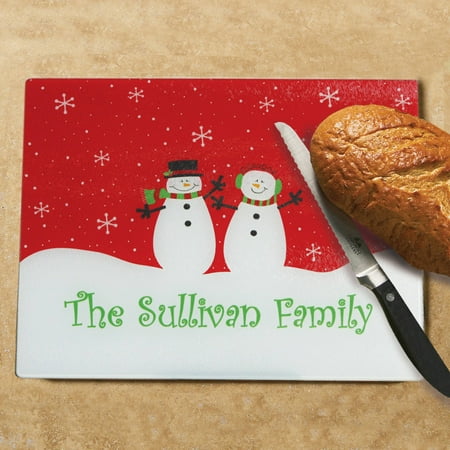 Personalized Glass Cutting Board, Snowman