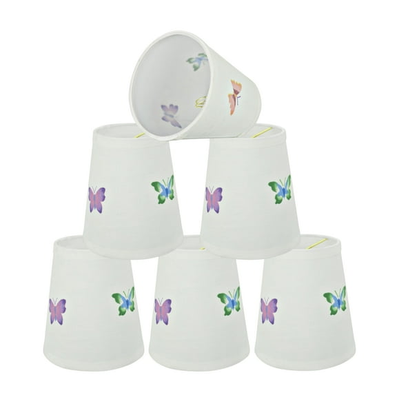 Aspen Creative 32441-6 Small Hardback Empire Shape Chandelier Clip-On Lamp Shade Set (6 Pack), Transitional Design in White, 5" bottom width (3 1/2" x 5" x 5 1/2")