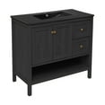 thumbnail image 3 of Château 36" Freestanding Bathroom Vanity in Black Oak with Black Sink Top, 3 of 5