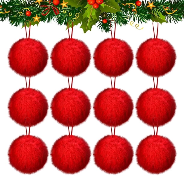 12 adornos navideños peludos verde lima para árbol, decoraciones colgantes navideñas verdes, bola colgante de 6 cm